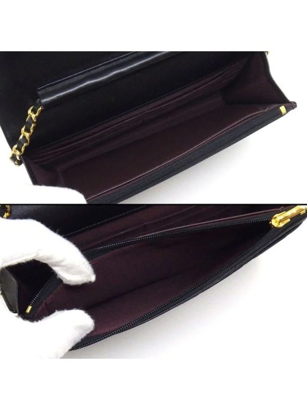 Chanel Shoulder Bag Quilted Classic Chain Wallet Onwards Black Lambskin